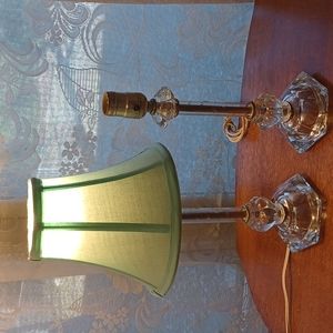 Set of 2 vintage etched glass lamps beside table lamps